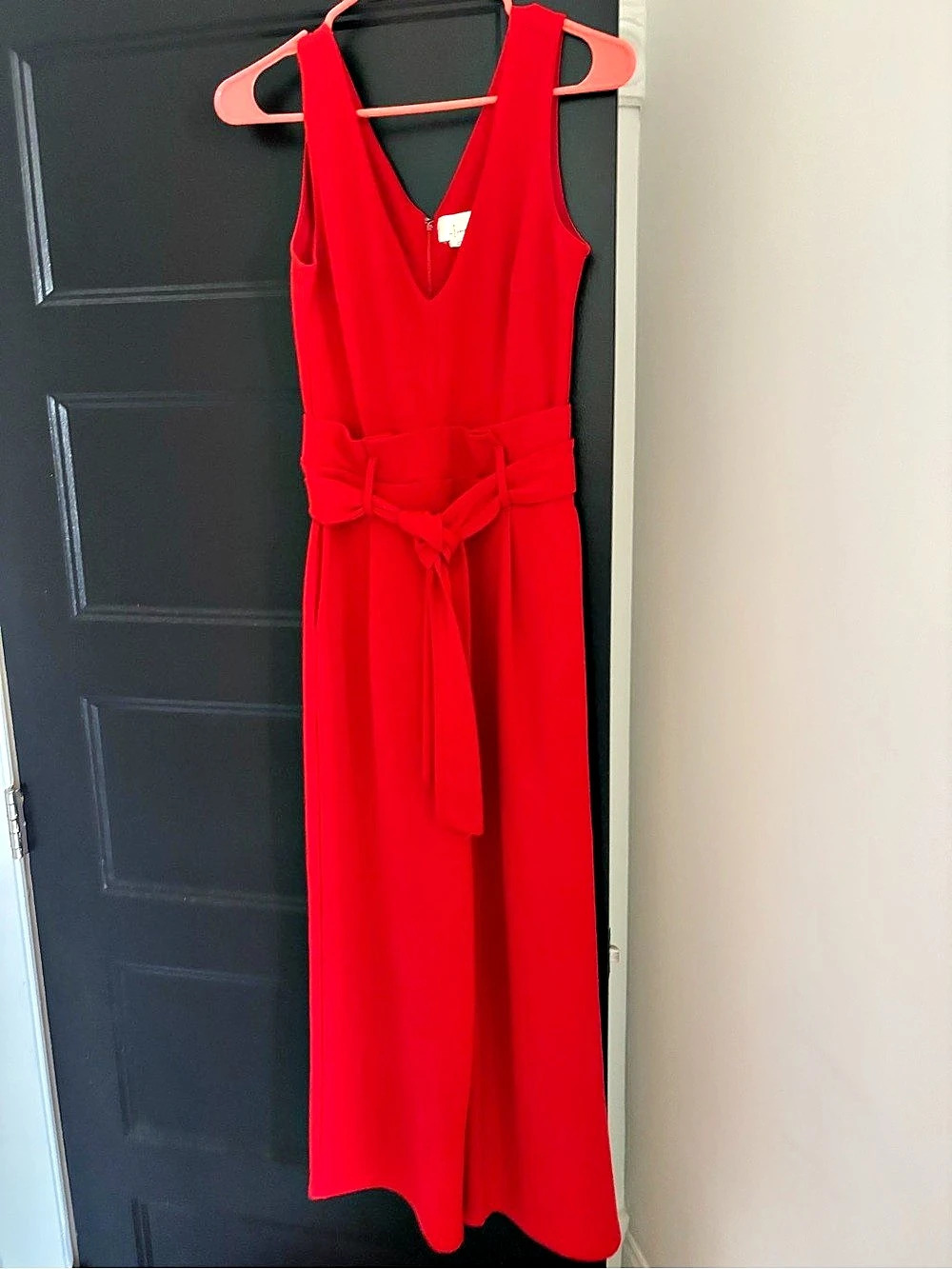 Anthropologie Cathy Structured Jumpsuit Red Size XS